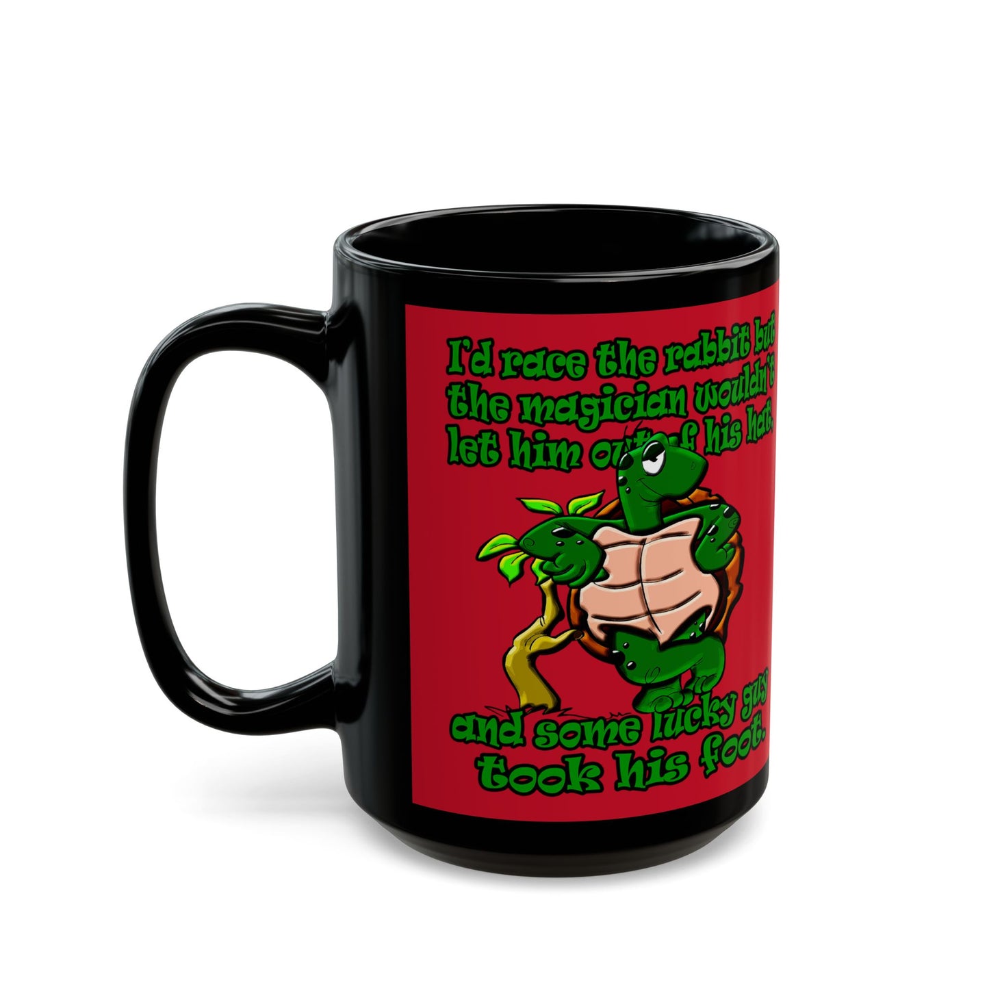 turtle race - Black Mug (dark red)