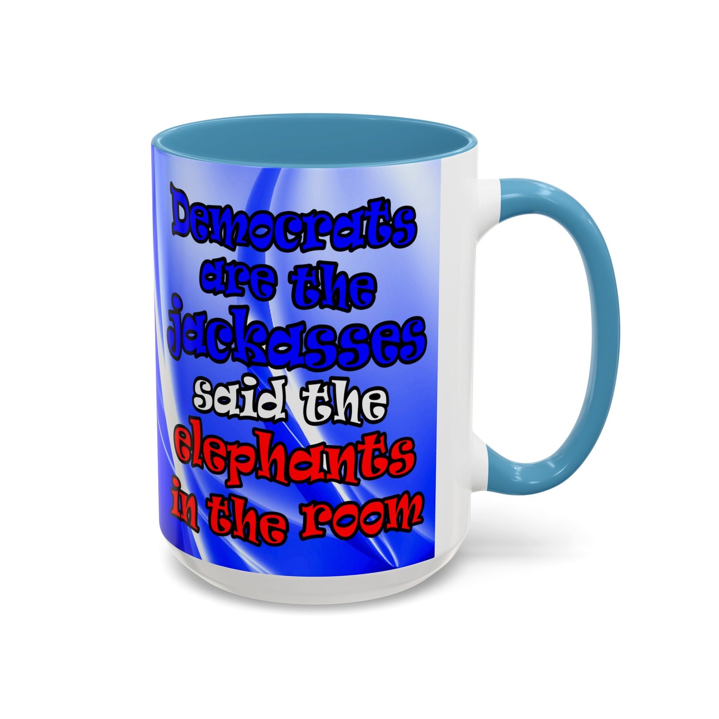 donkeys and elephants - Accent Mug (blue-white wave)