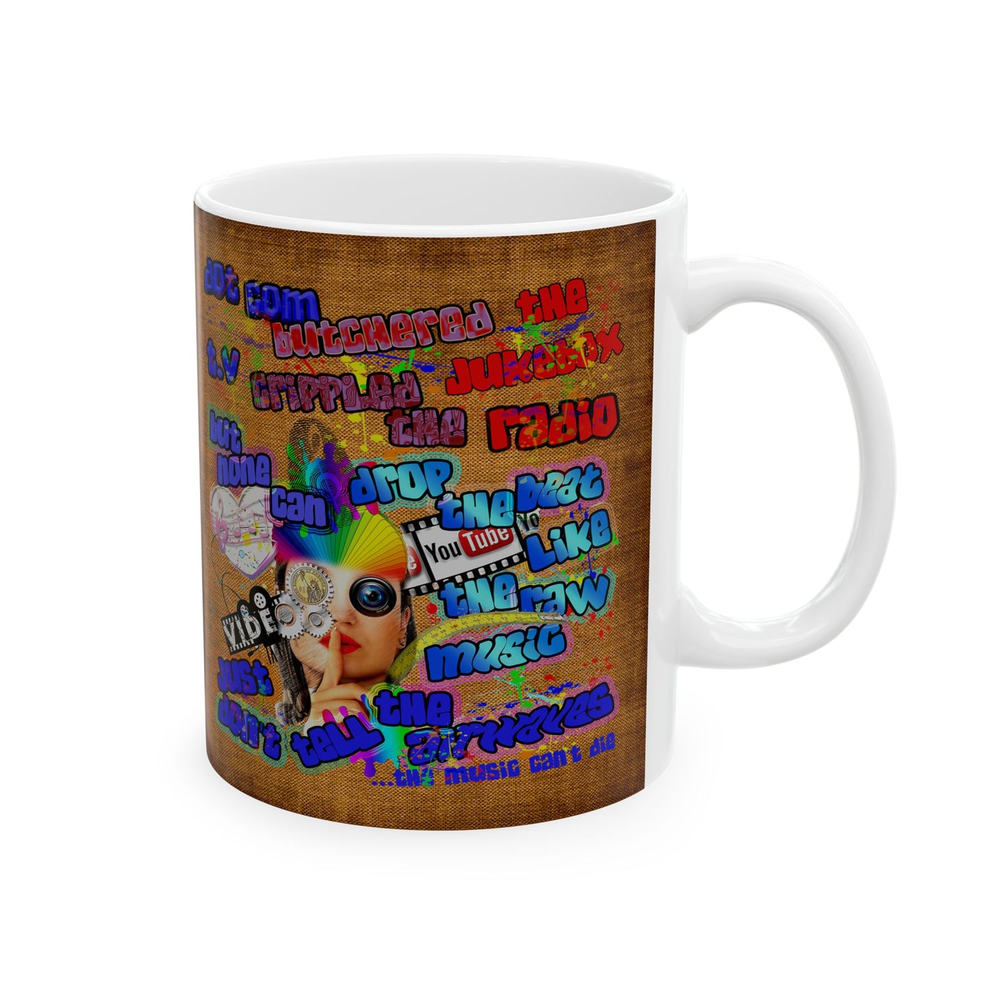 drop the beat - White Mug (brown papyrus)