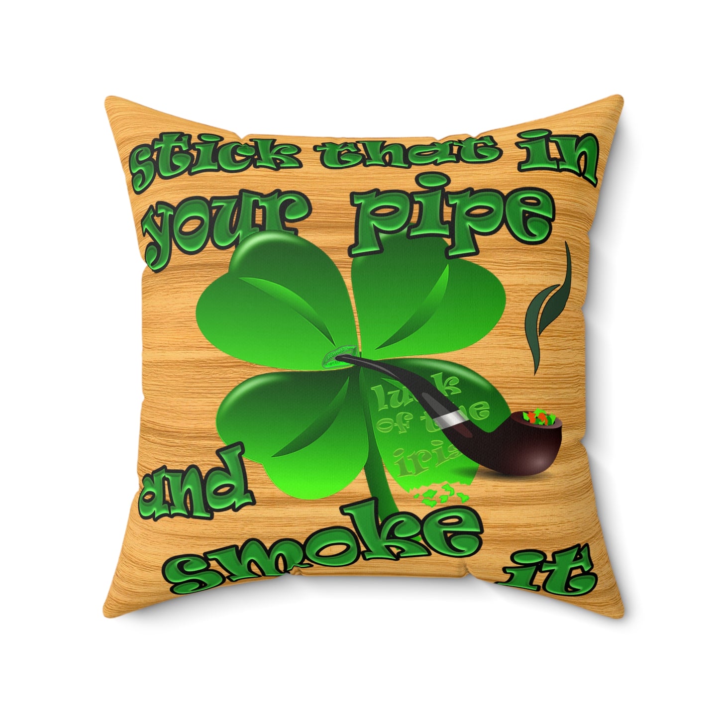 celtics logo - Faux Suede Square Pillow - (butterscotch wood finish)