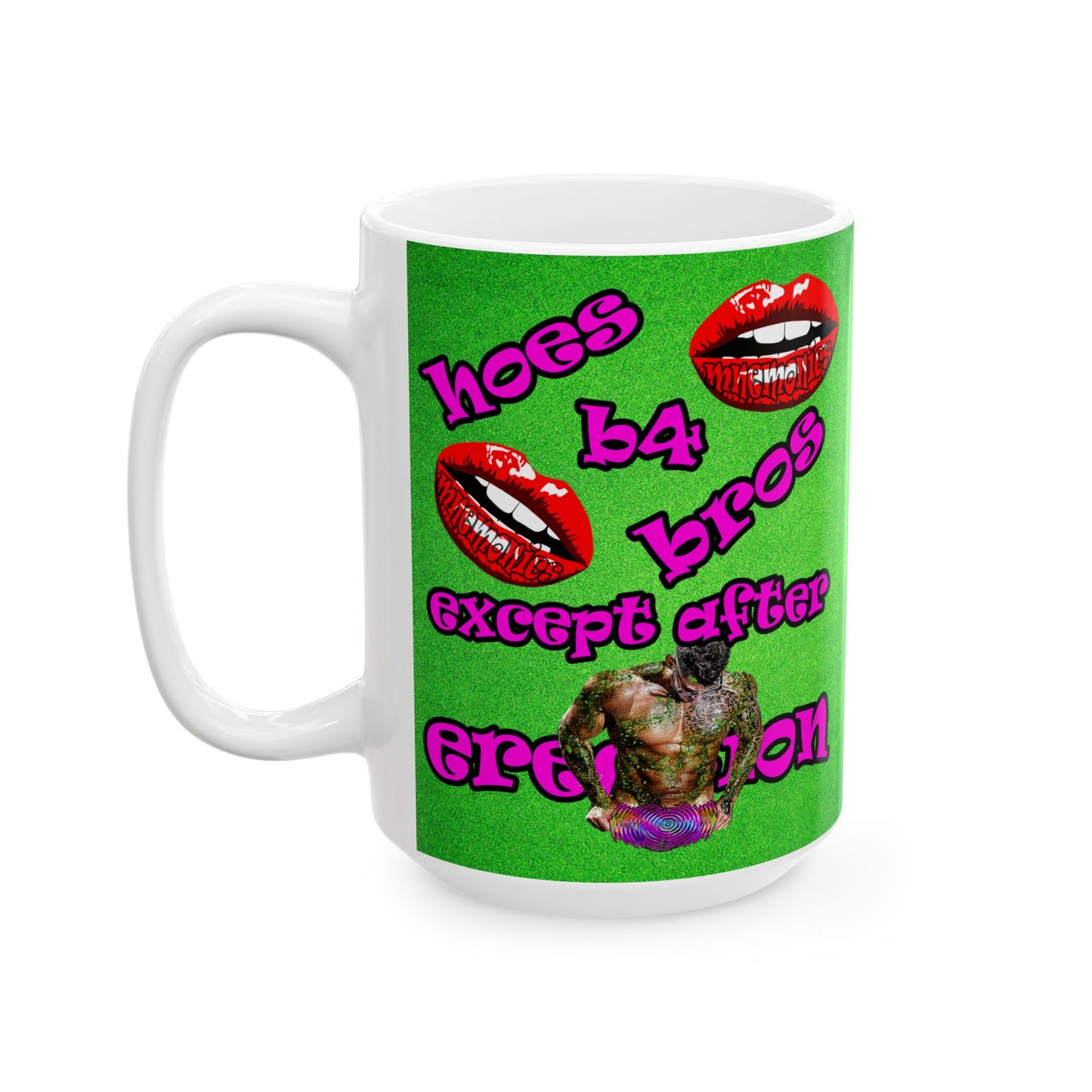 hoes b4 bros - White Mug (green turf)