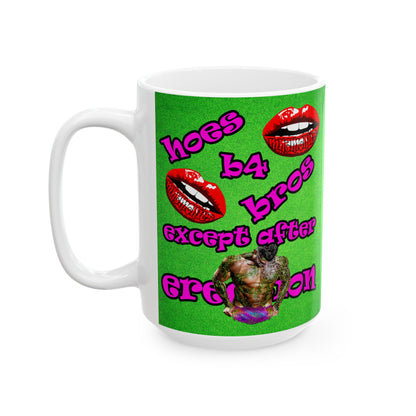 hoes b4 bros - White Mug (green turf)