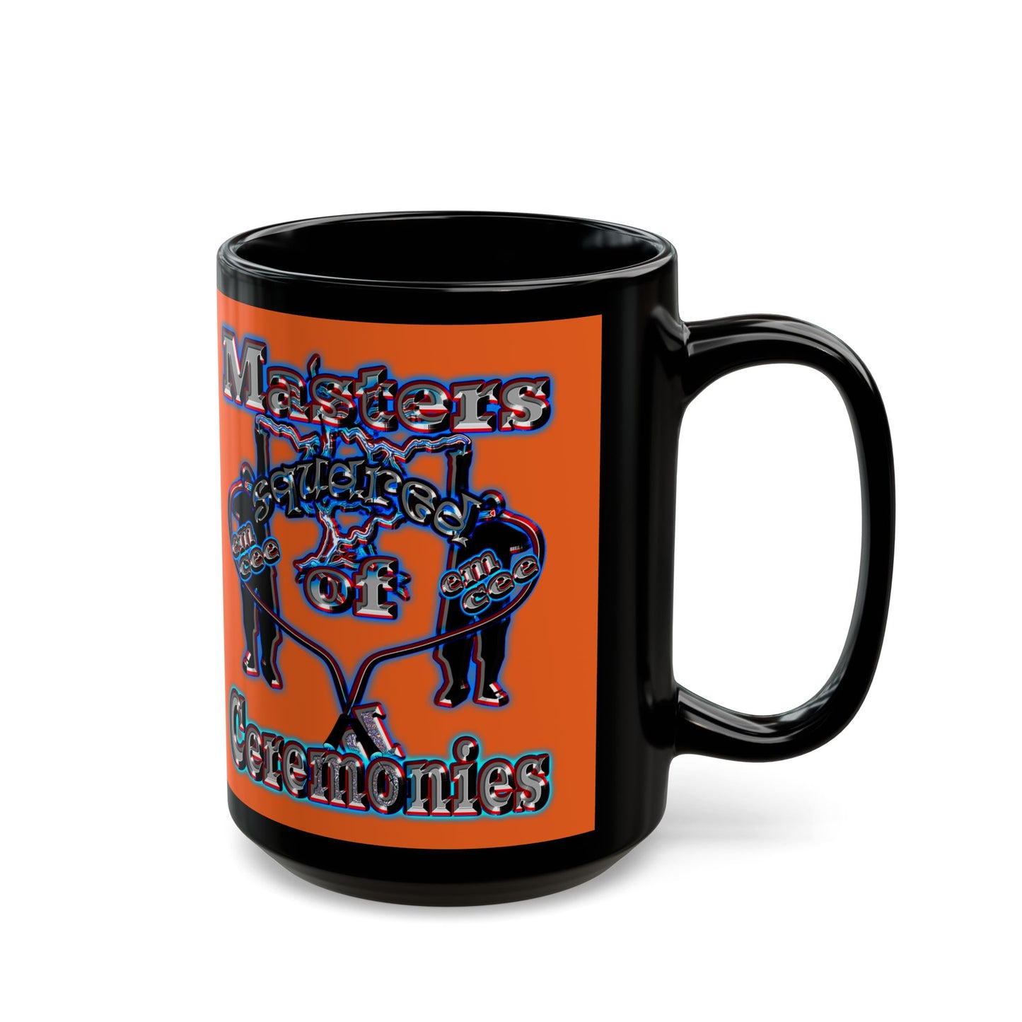 em cee squared - Black Mug (orange)