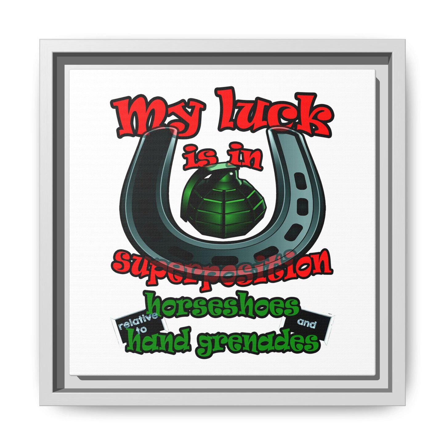 my luck - framed canvas art (white)