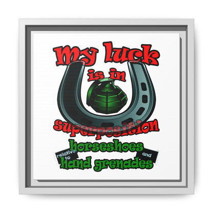my luck - framed canvas art (white)