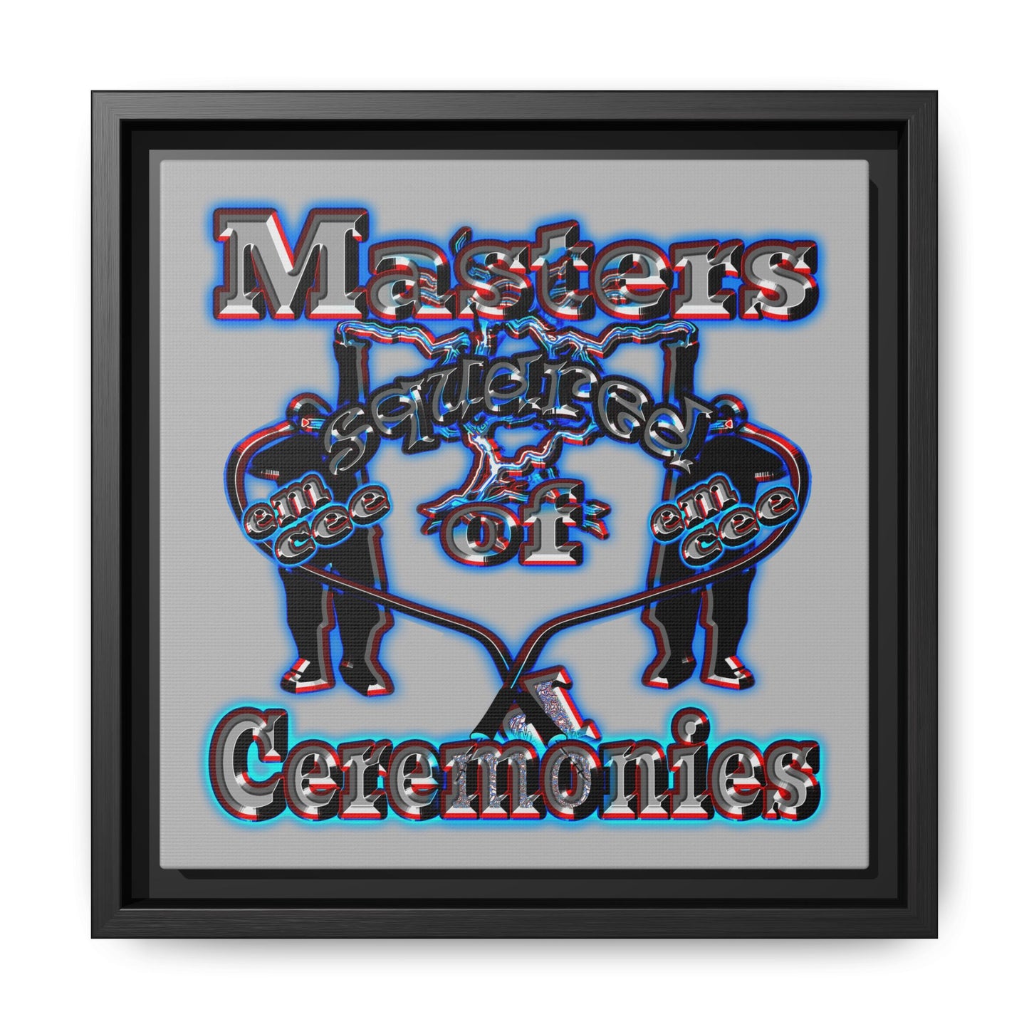 em cee squared - framed canvas art (light grey)
