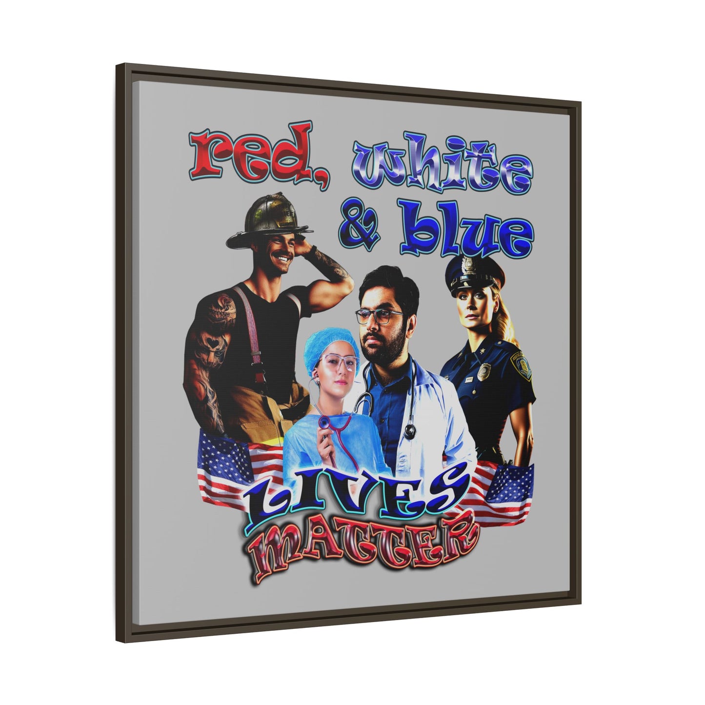 rw&b lives matter - framed canvas art (light grey)
