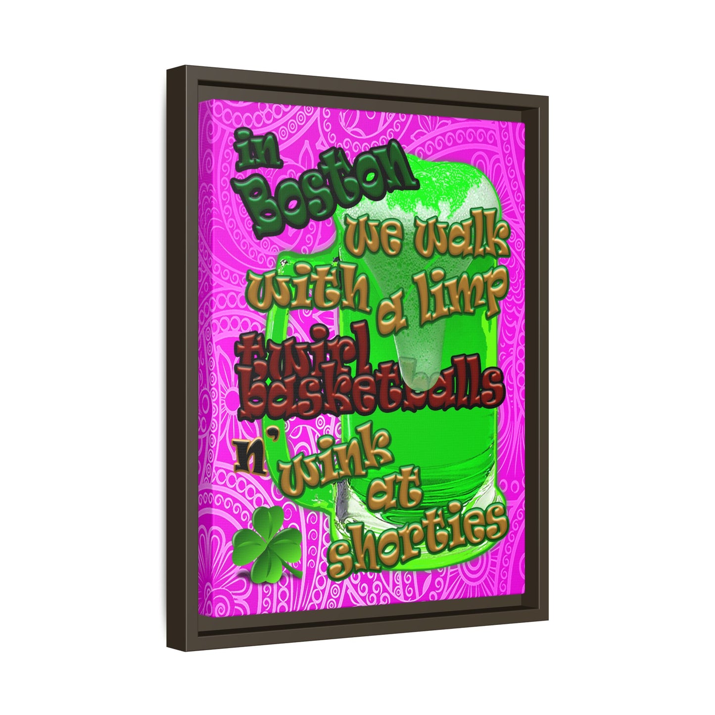 celtics logo - framed canvas art (pink swirl)