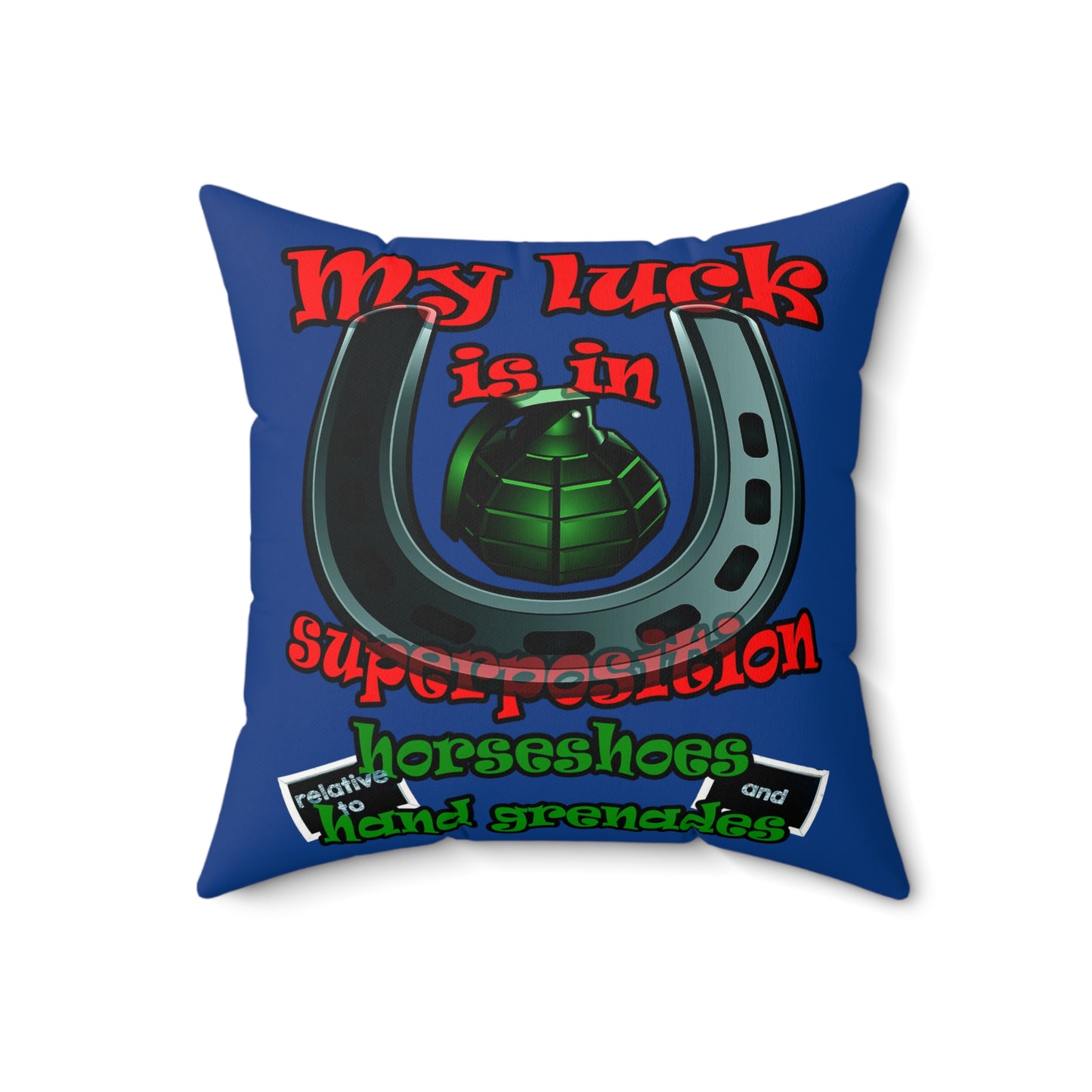 my luck - Faux Suede Square Pillow - (dark blue)