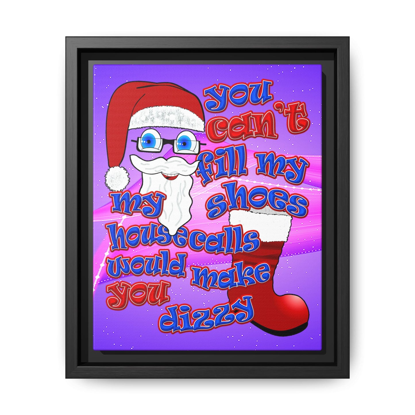 santa's shoes - framed canvas art (purple-pink wave)