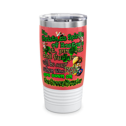 christmas spirits of boston - Ringneck Tumbler, 20oz (yellow-orange wave)