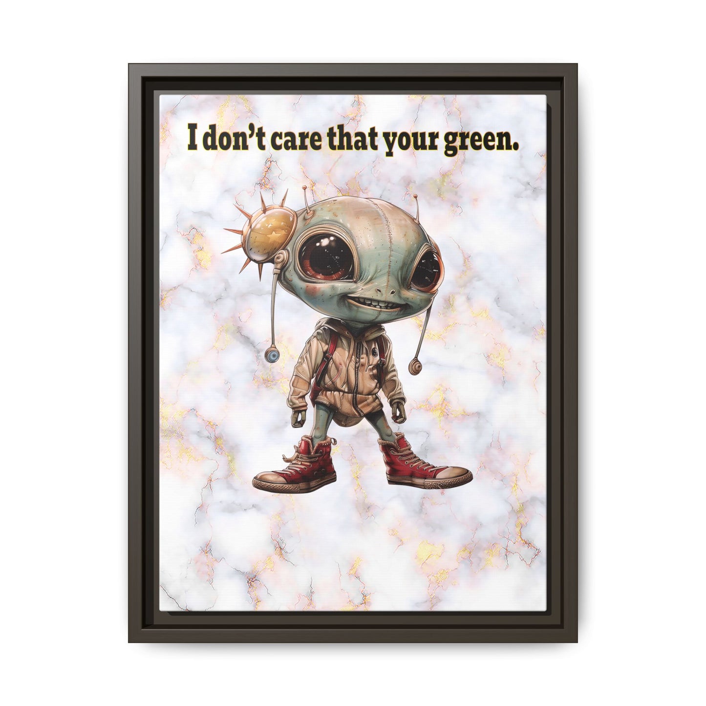 I don't care that your green - framed canvas art (white marble)