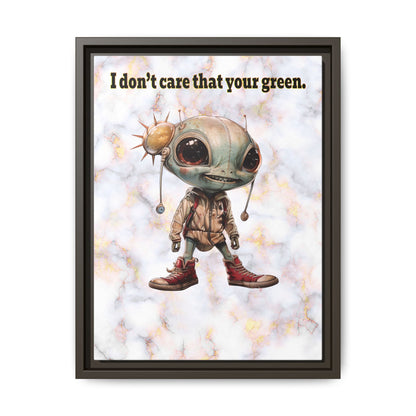 I don't care that your green - framed canvas art (white marble)