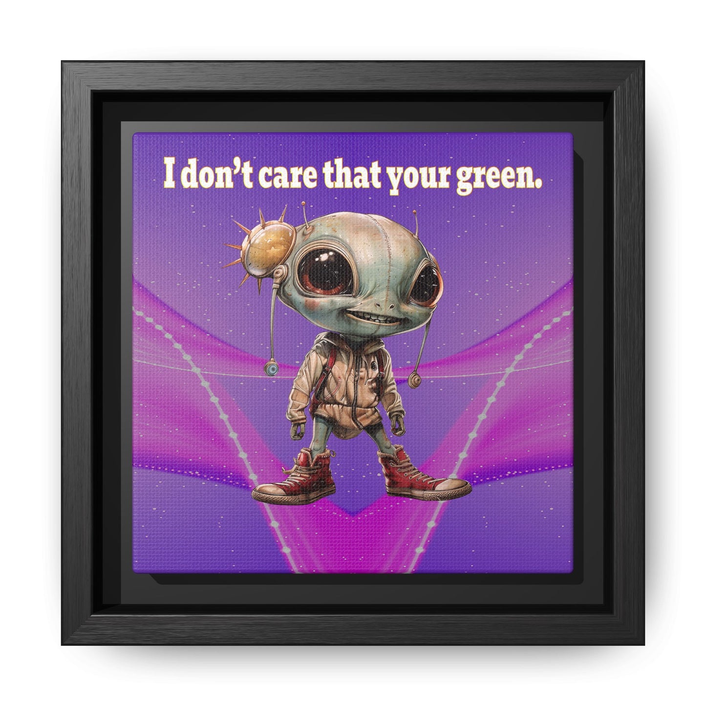 I don't care that your green - framed canvas art (purple-pink wave)
