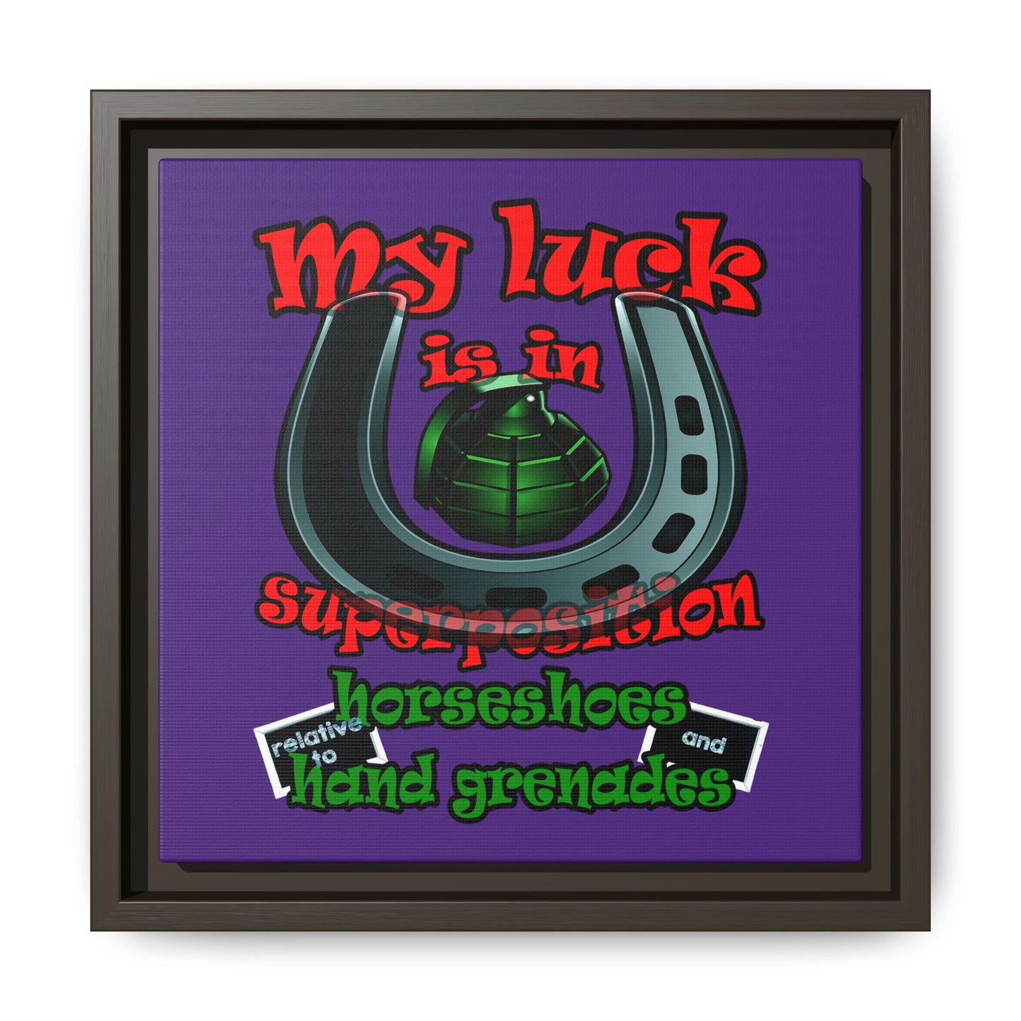 my luck - framed canvas art (purple)