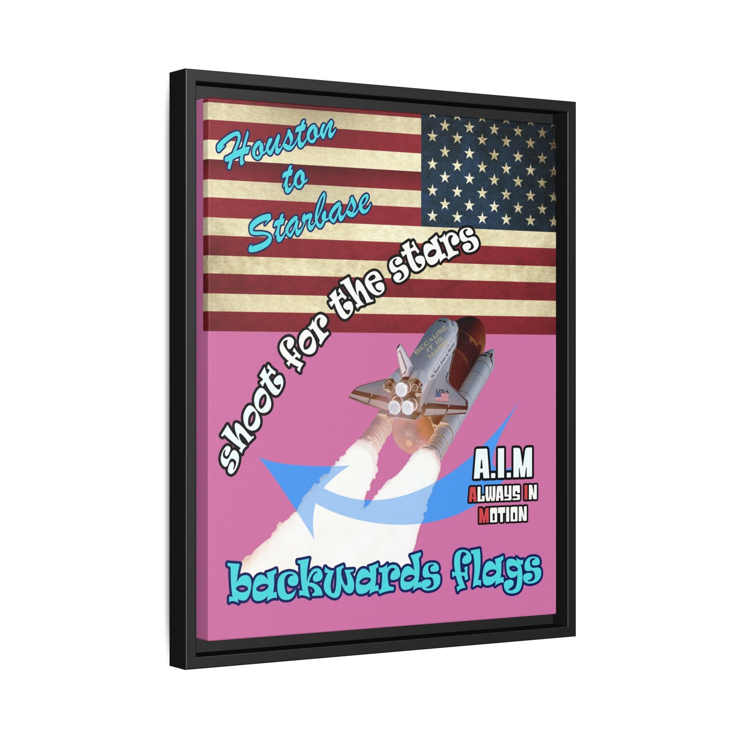 shoot for the stars - framed canvas art (light pink)