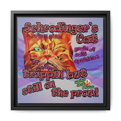 schrodinger's cat - framed canvas art (light blue-pink wave)
