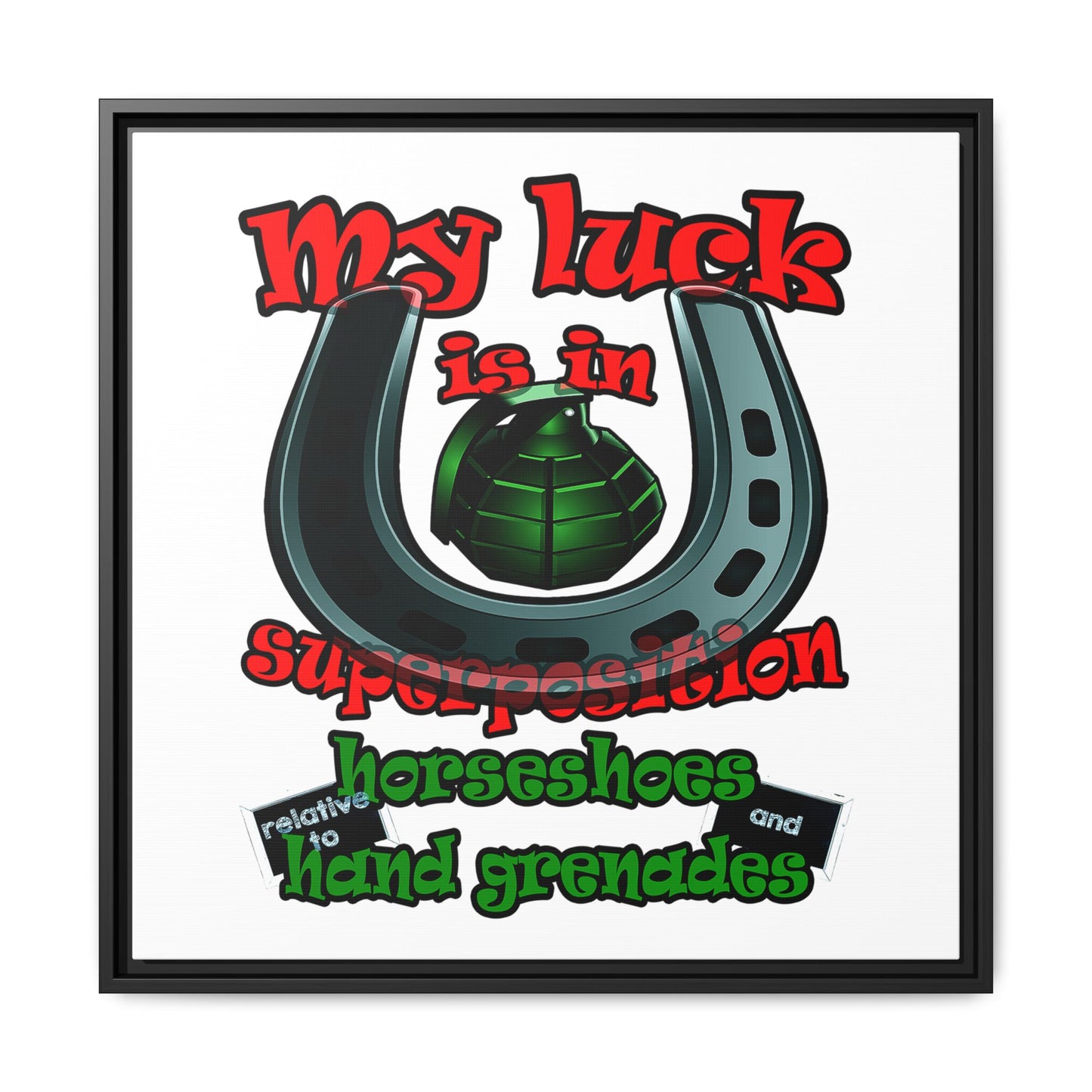 my luck - framed canvas art (white)