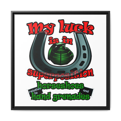 my luck - framed canvas art (white)