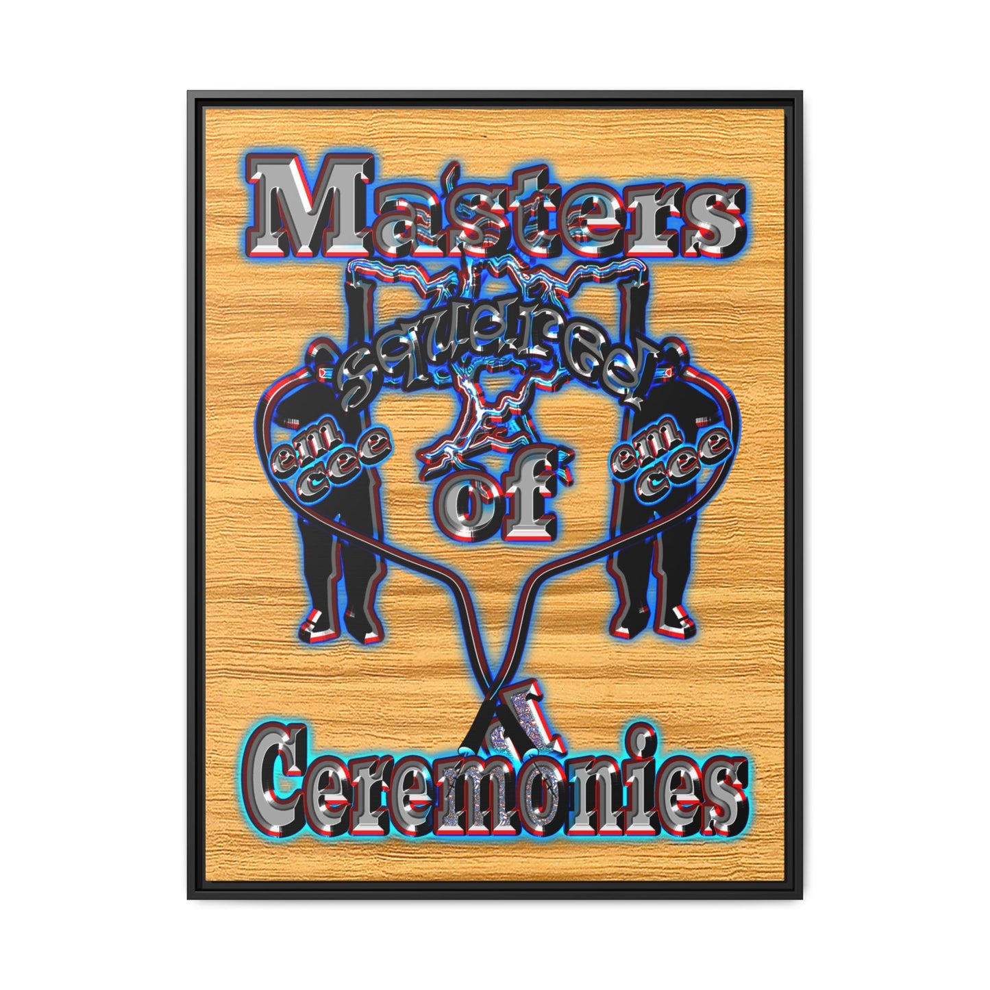 em cee squared - framed canvas art (butterscotch wood finish)