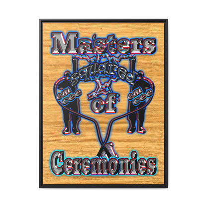 em cee squared - framed canvas art (butterscotch wood finish)