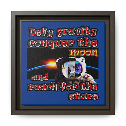 defy conquer reach - framed canvas art (dark blue)