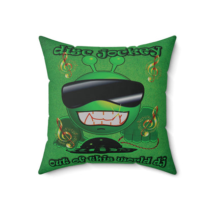 disc jockey - Spun Polyester Square Pillow - (green turf)