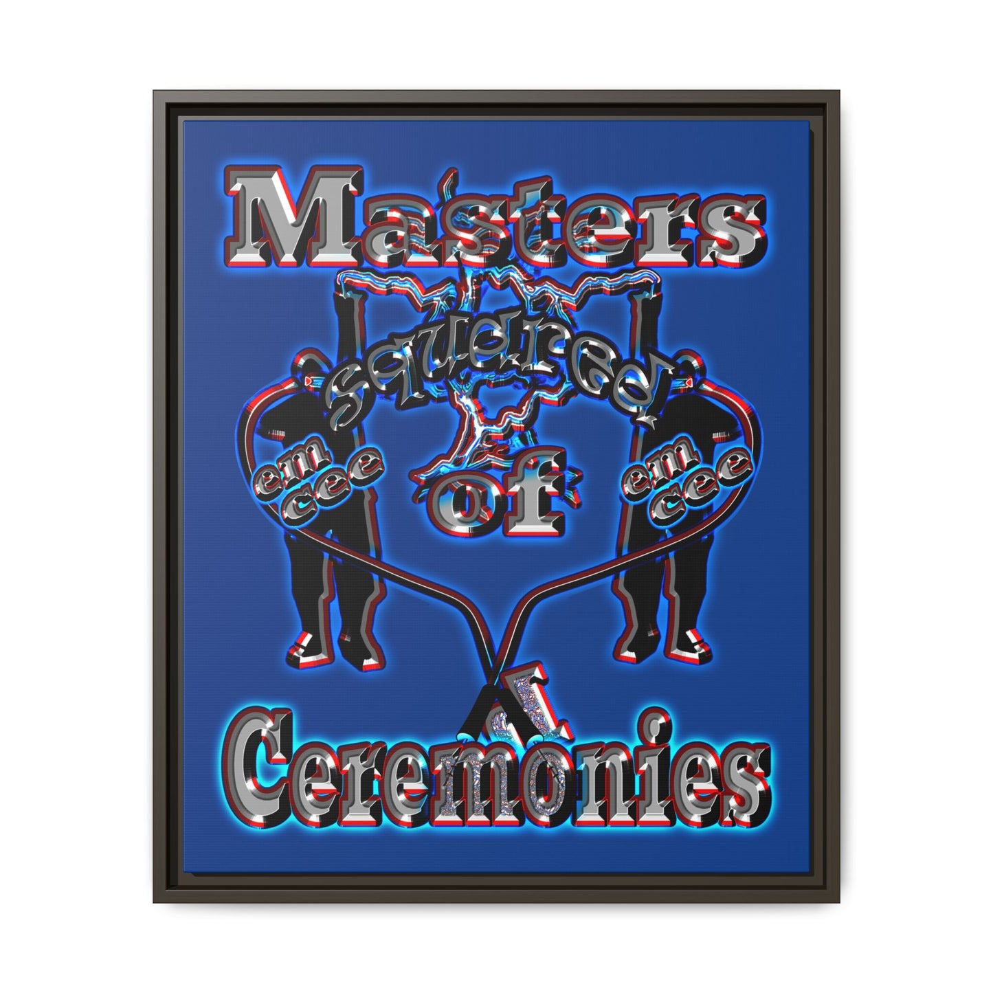 em cee squared - framed canvas art (dark blue)