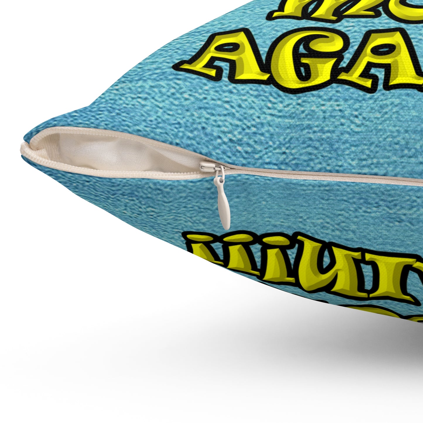 shoot the moon again - Spun Polyester Square Pillow - (faded blue)