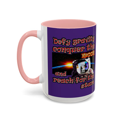 defy conquer reach - Accent Mug (purple)