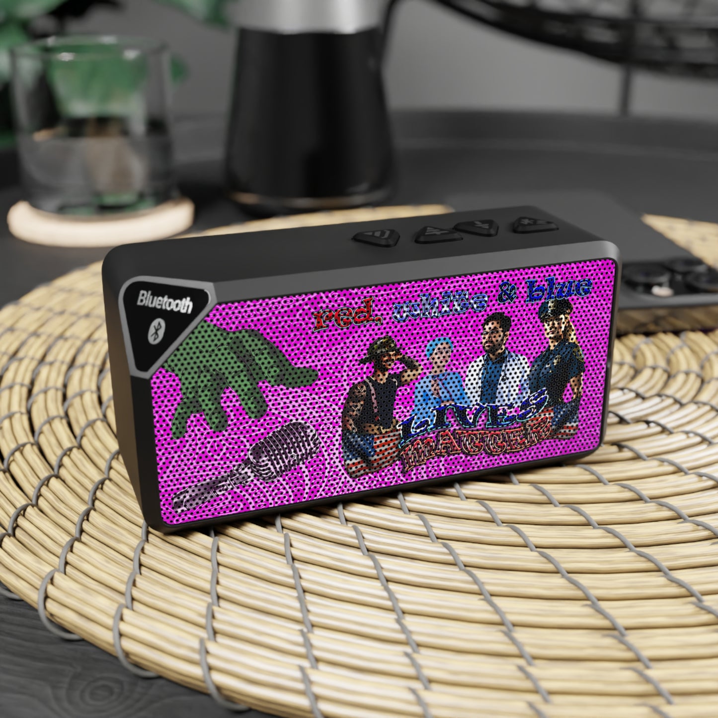 rw&b lives matter - Jabba Bluetooth Speaker (pink swirl)