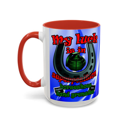 my luck - Accent Mug (blue-white wave)
