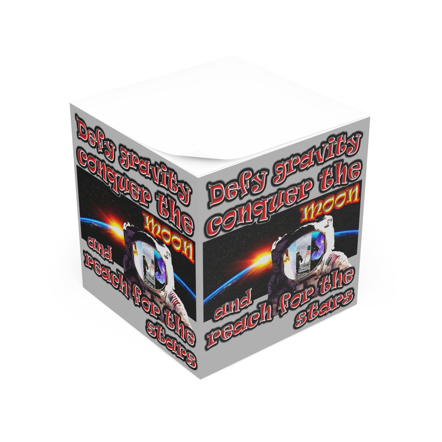 defy conquer reach - note cube (light grey)