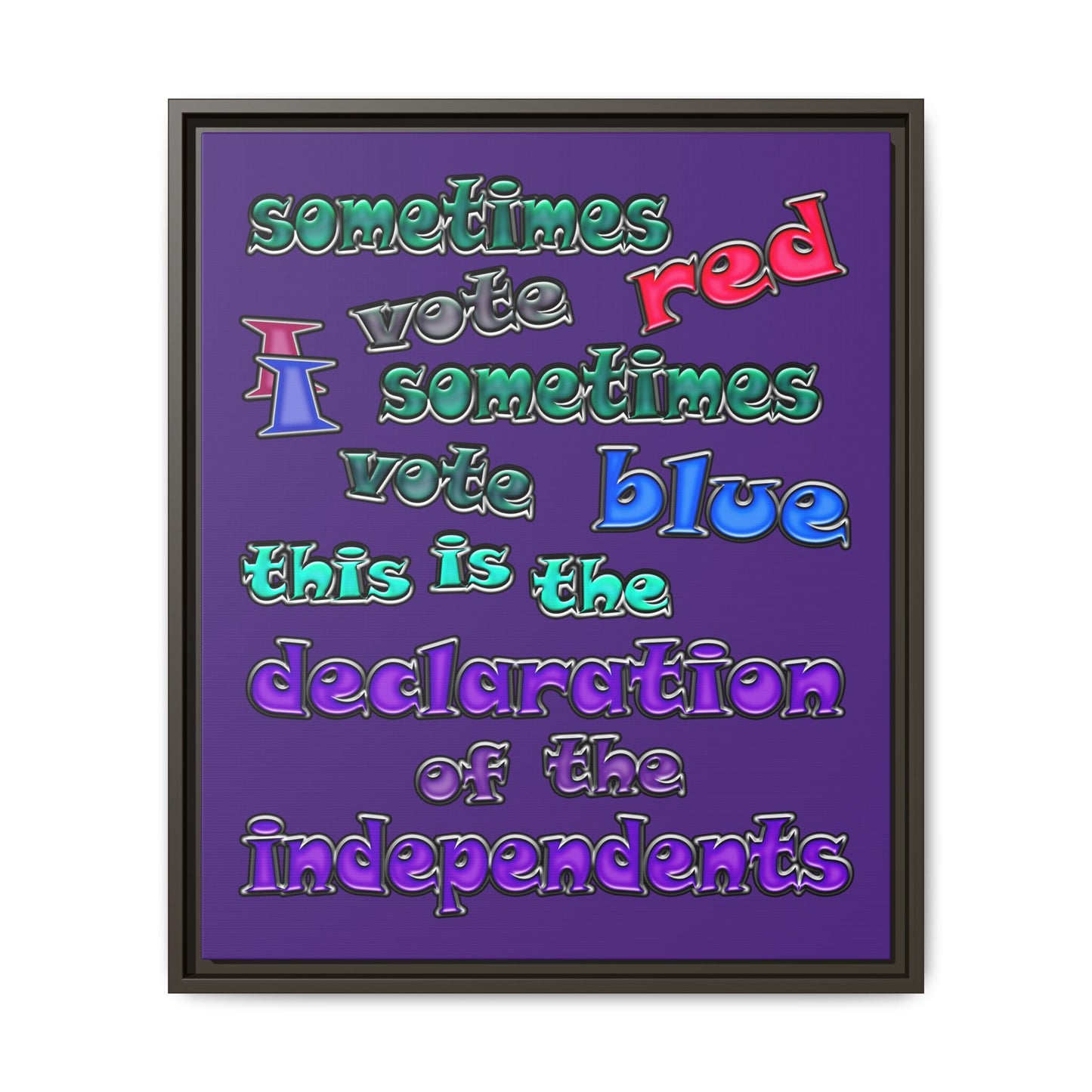 declaration of the independents - framed canvas art (purple)