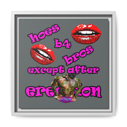 hoes b4 bros - framed canvas art (dark grey)