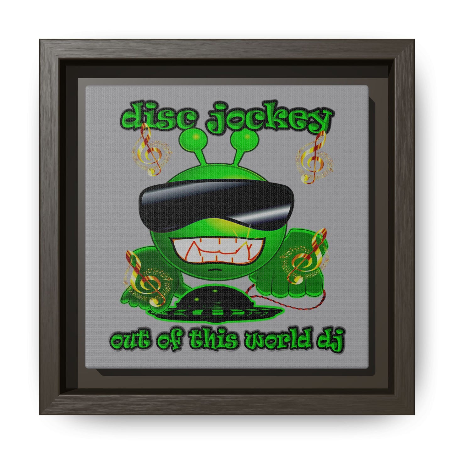 disc jockey - framed canvas art (grey)