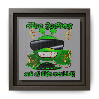 disc jockey - framed canvas art (grey)