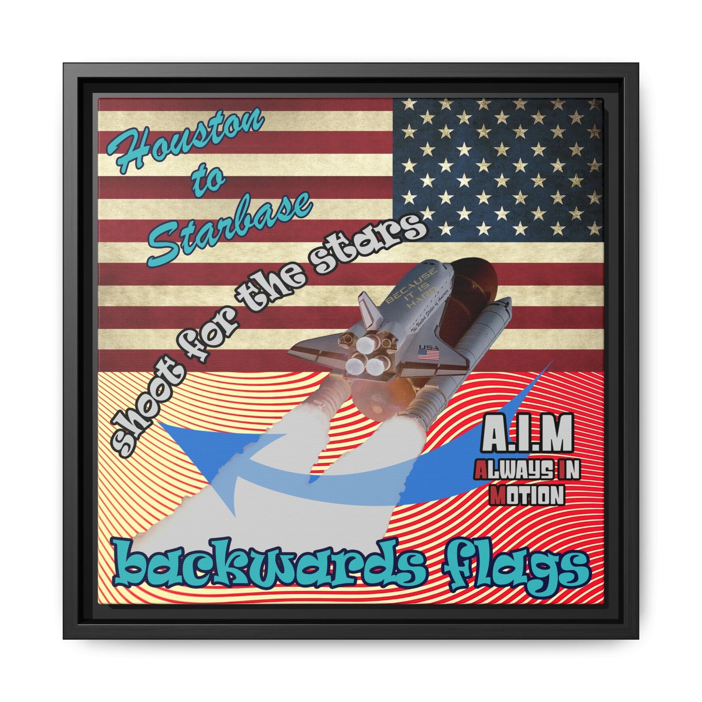 shoot for the stars - framed canvas art (yellow-orange wave)