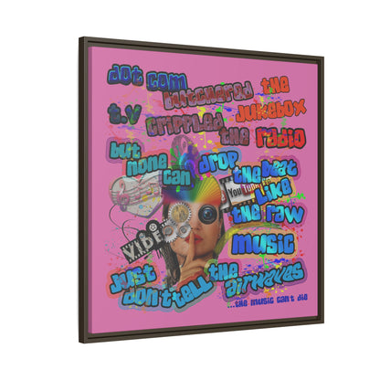 drop the beat - framed canvas art (light pink)