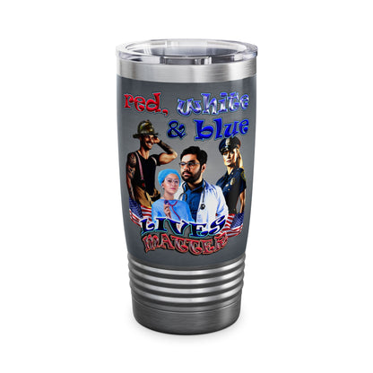 rw&b lives matter - Ringneck Tumbler, 20oz (grey-light grey)