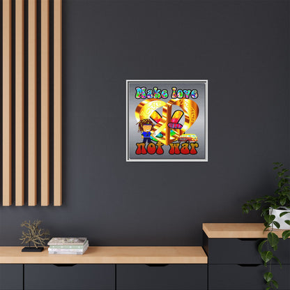 love peace - framed canvas art (brushed nickel)