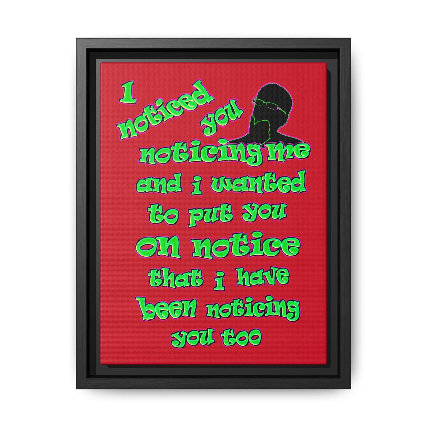 noticed you noticing - framed canvas art (dark red)