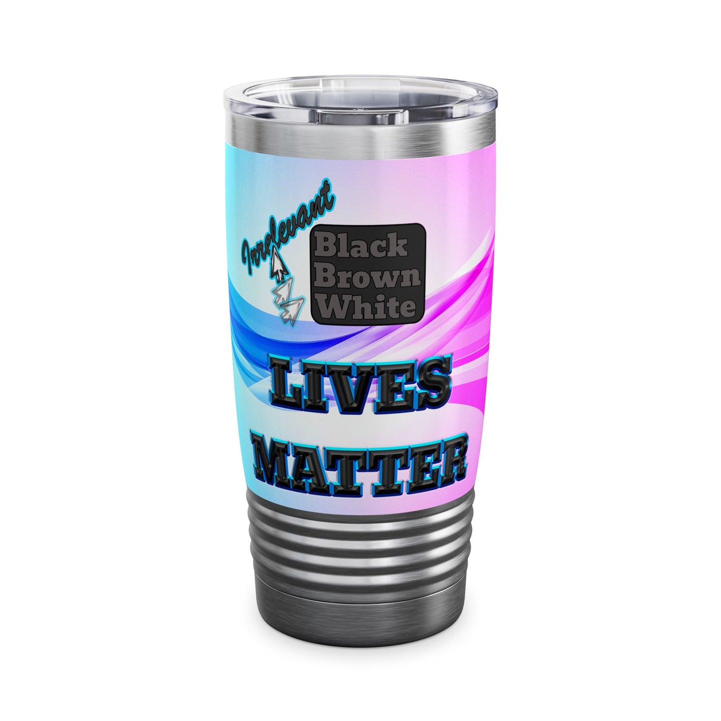 irrelevant - Ringneck Tumbler, 20oz (light blue-pink wave)