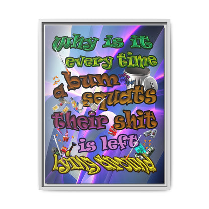 the bum's shit - framed canvas art (grey-pink wave)