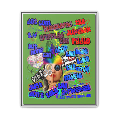 drop the beat - framed canvas art (green)