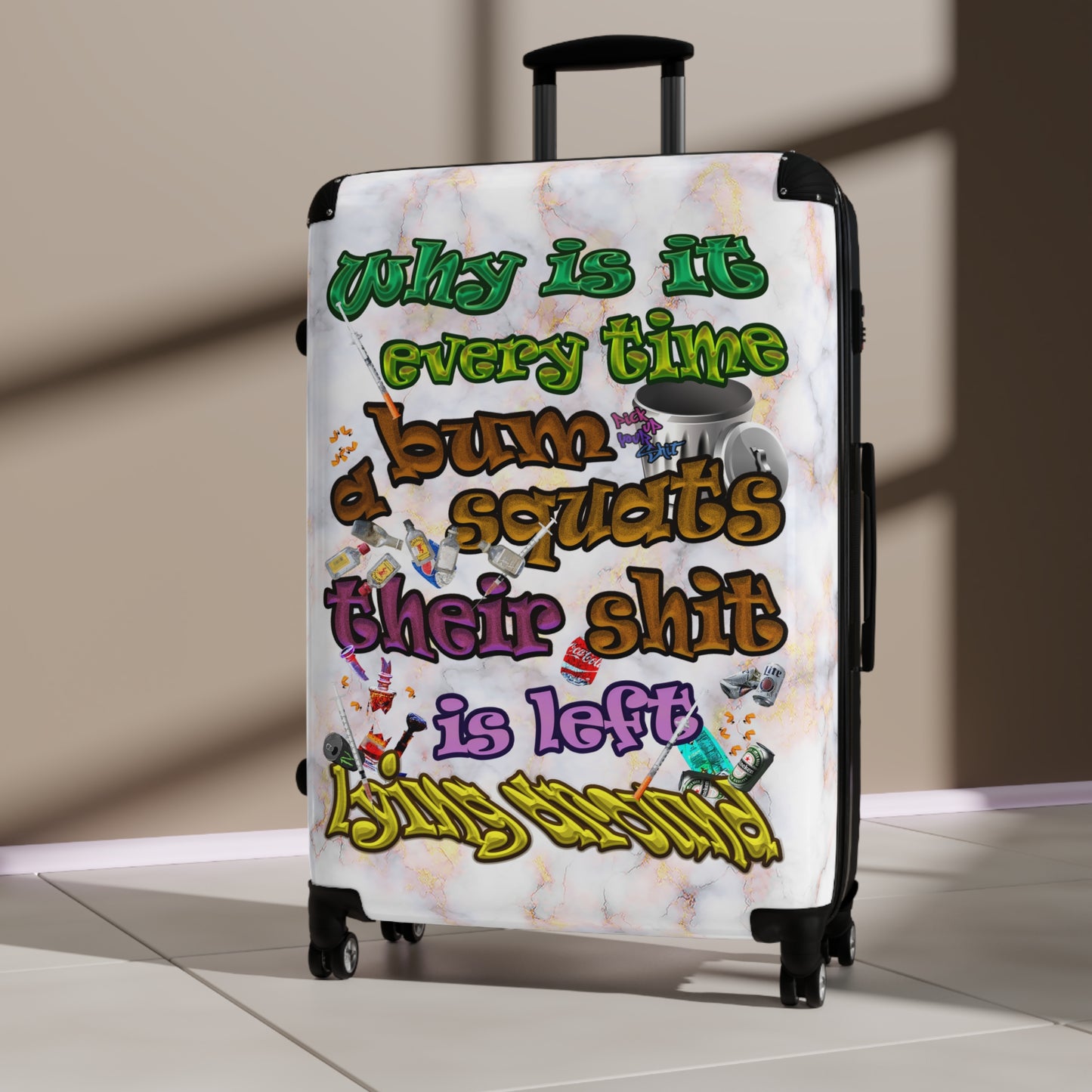 the bum's shit - Suitcase (white marble)