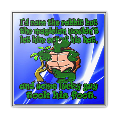 turtle race - framed canvas art (blue-white wave)