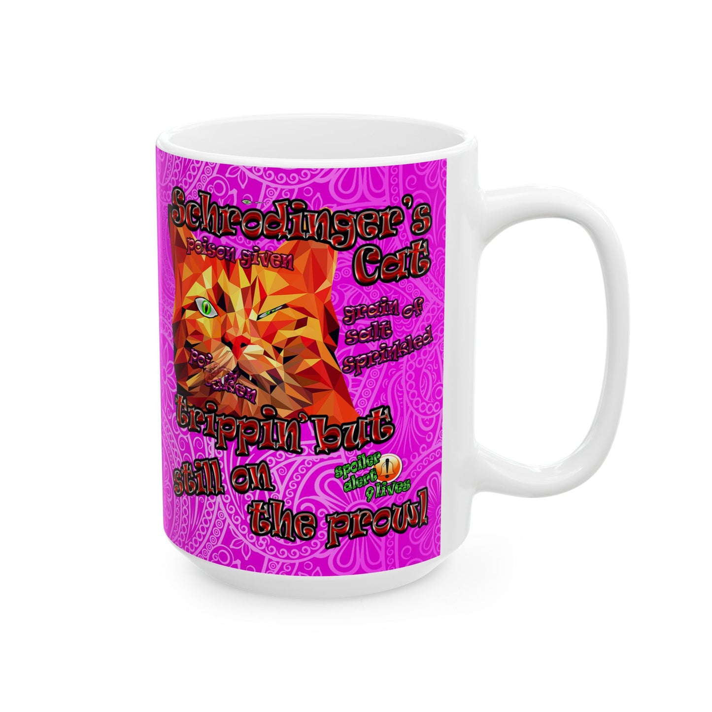 schrodinger's cat - White Mug (pink swirl)