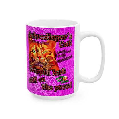 schrodinger's cat - White Mug (pink swirl)