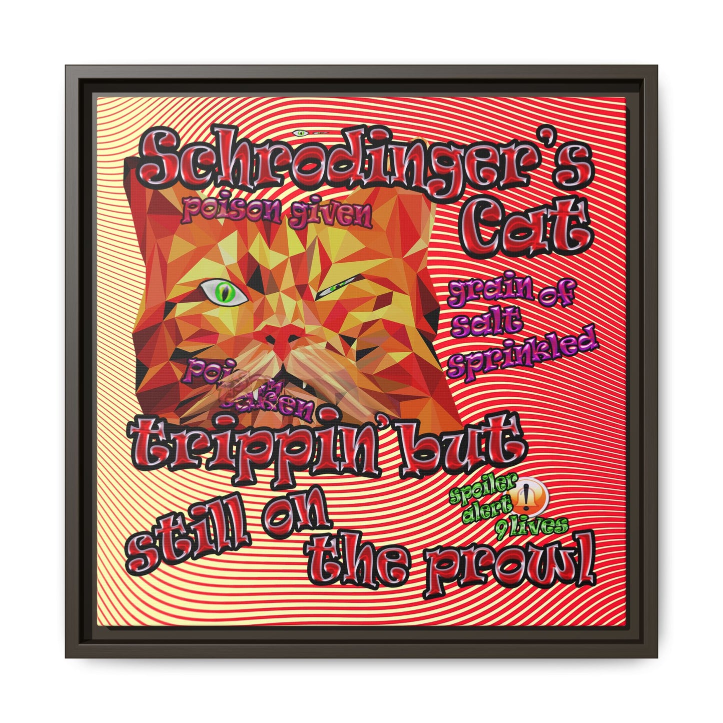 schrodinger's cat - framed canvas art (yellow-orange wave)